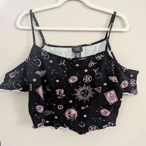 NWT Hot Topic Black & Pink Celestial Top